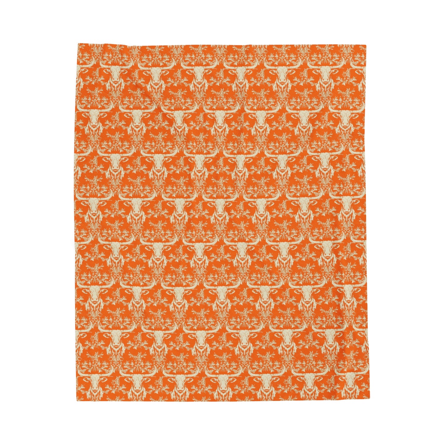 Burnt Orange Velveteen Plush Blanket, Throw, Bedding, longhorn