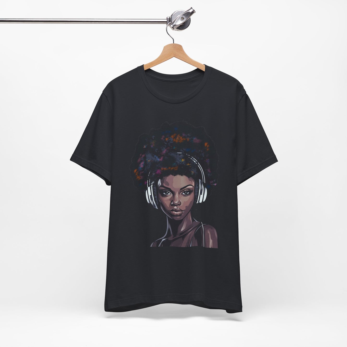 Afro Queen T-shirt, woman with headphones, beautiful woman t-shirt