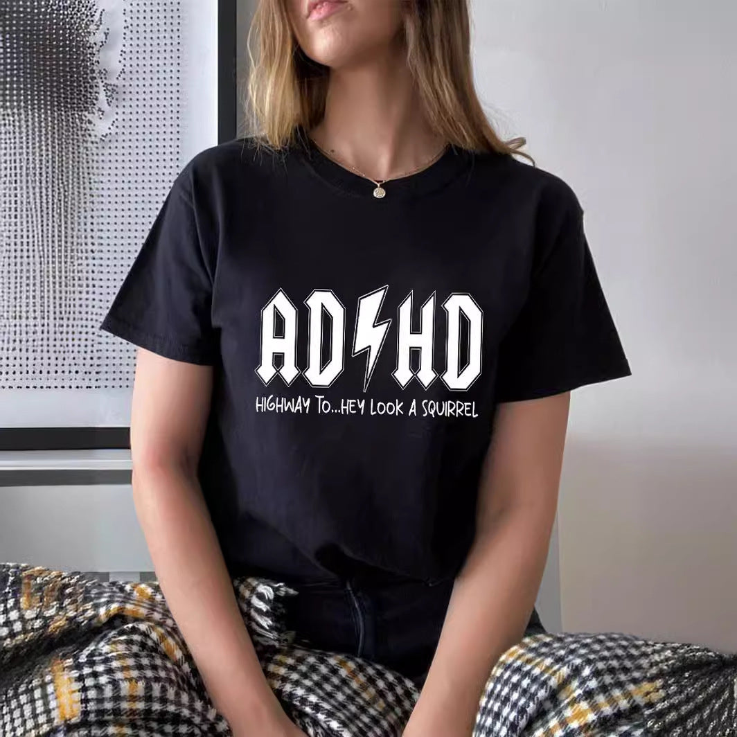 ADHD Highway Tee – Casual Chaos in Cotton Women's Cotton T-shirt Short Sleeve