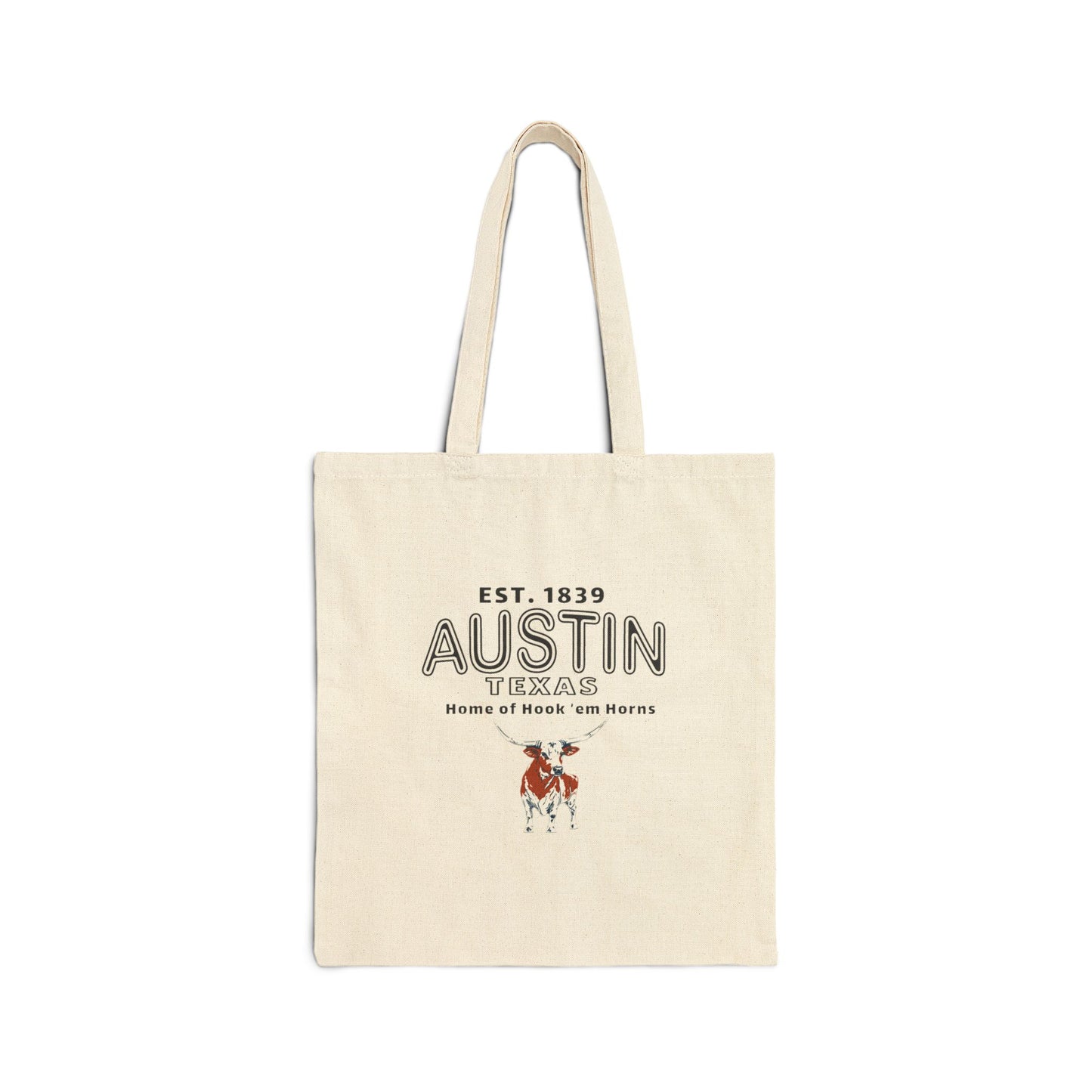 Austin Texas Cotton Canvas Tote Bag, Longhorn