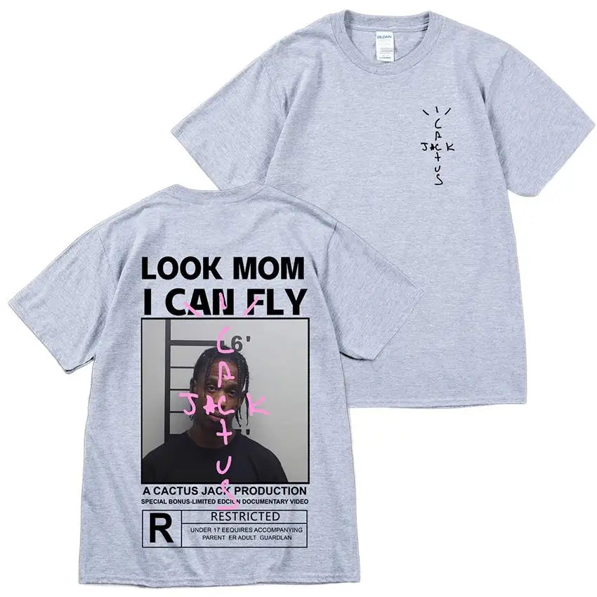 Cactus Jack T-shirt High Quality Cotton Men Women LOOK MOM I CAN FLY Tee ASTROWORLD Hip Hop Short Sleeve Tshirts Tops