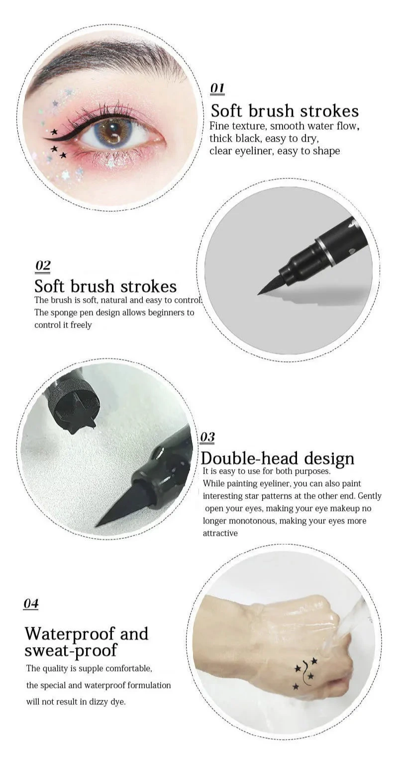 Liquid Eyeliner Stamp Marker Pen Waterproof Long Lasting Double-ended Cosmetic Makeup Eye Liner