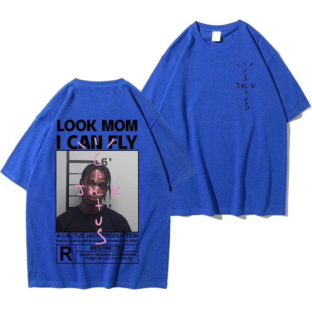 Cactus Jack T-shirt High Quality Cotton Men Women LOOK MOM I CAN FLY Tee ASTROWORLD Hip Hop Short Sleeve Tshirts Tops
