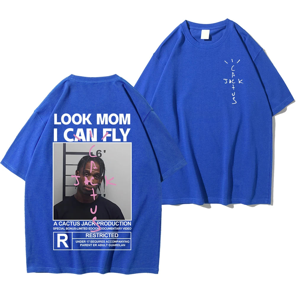 Cactus Jack T-shirt High Quality Cotton Men Women LOOK MOM I CAN FLY Tee ASTROWORLD Hip Hop Short Sleeve Tshirts Tops