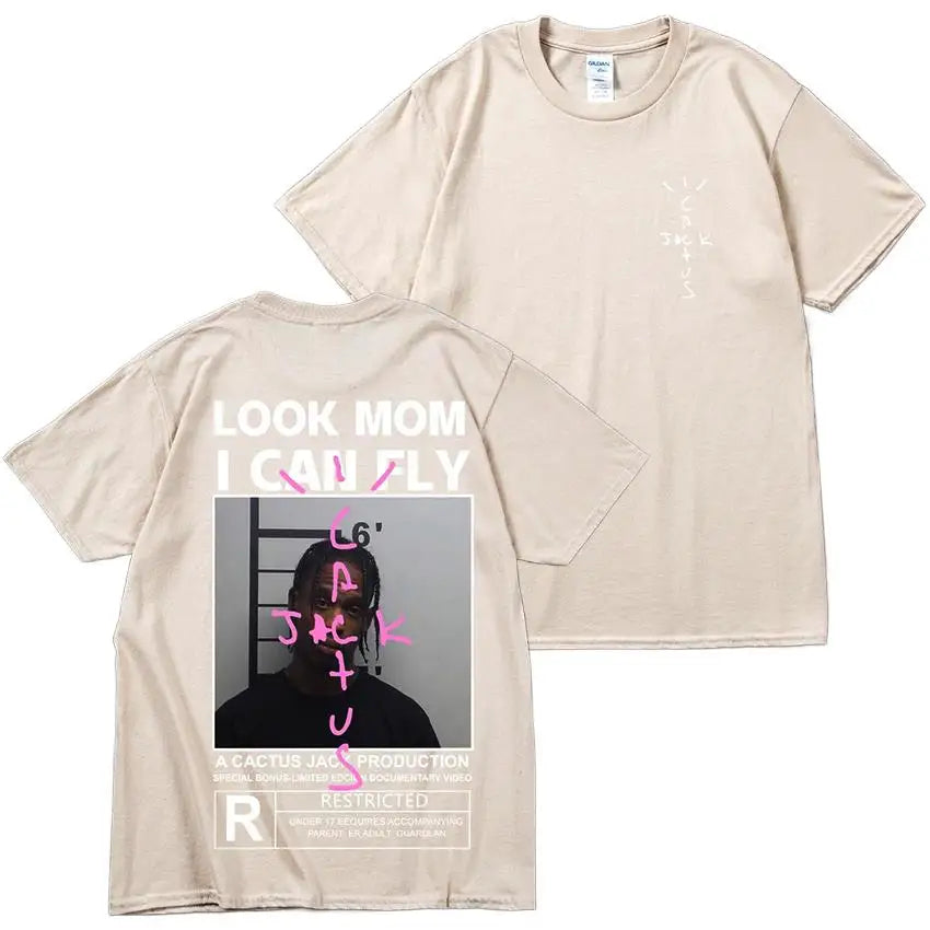 Cactus Jack T-shirt High Quality Cotton Men Women LOOK MOM I CAN FLY Tee ASTROWORLD Hip Hop Short Sleeve Tshirts Tops