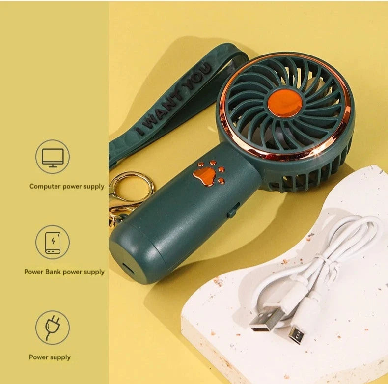 USB Handheld Mini Fan Foldable Portable Neck Hanging Fans 5 Speed USB Rechargeable Fan with Phone Stand and Display Screen