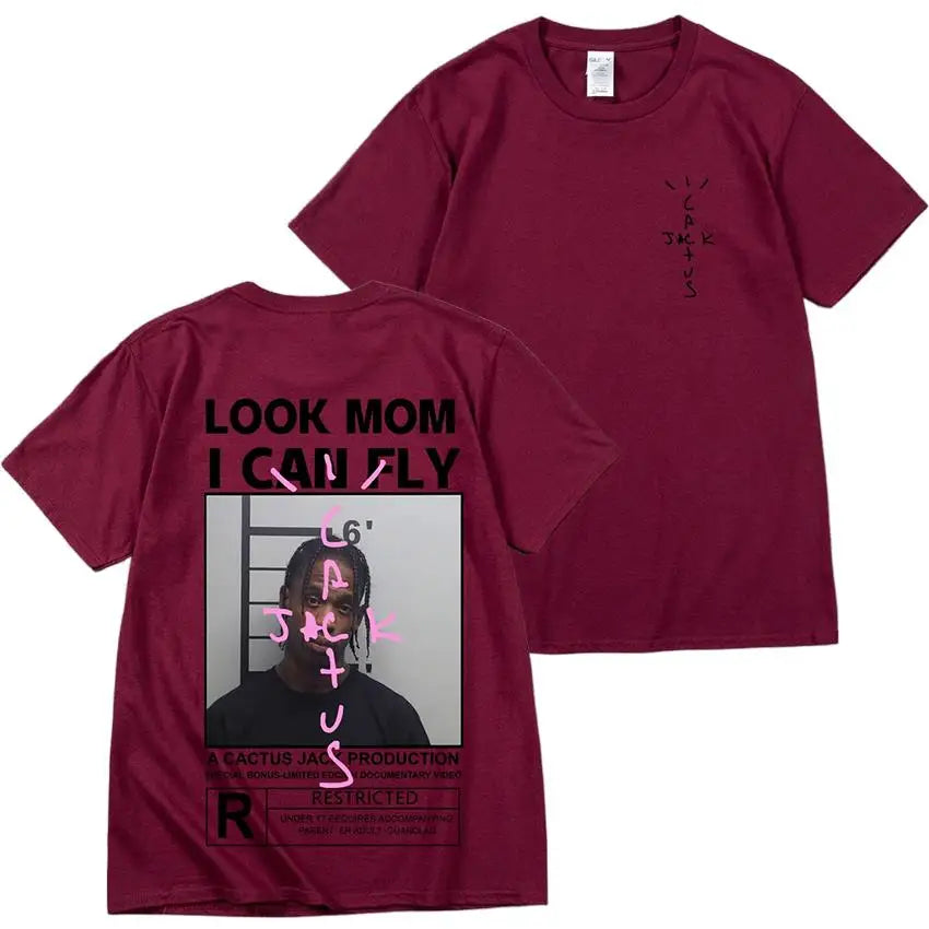 Cactus Jack T-shirt High Quality Cotton Men Women LOOK MOM I CAN FLY Tee ASTROWORLD Hip Hop Short Sleeve Tshirts Tops
