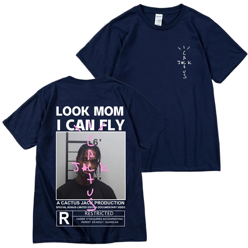 Cactus Jack T-shirt High Quality Cotton Men Women LOOK MOM I CAN FLY Tee ASTROWORLD Hip Hop Short Sleeve Tshirts Tops