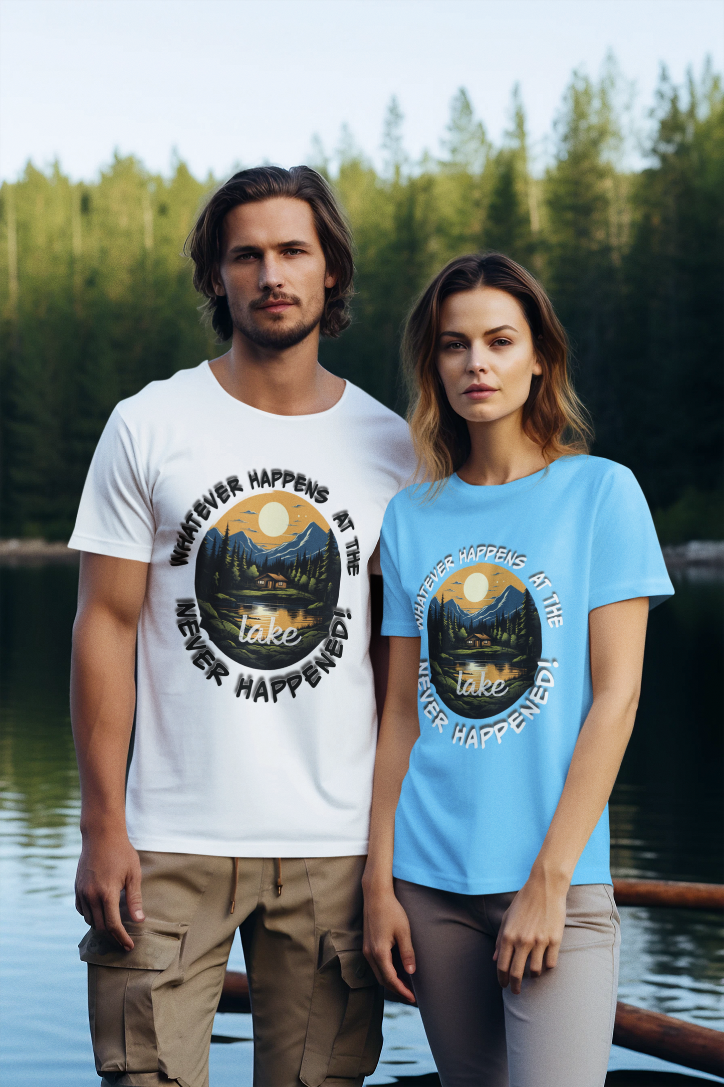 Whatever Happens at the Lake Never Happened! T-Shirt, Ideal Gift for Lake Enthusiasts