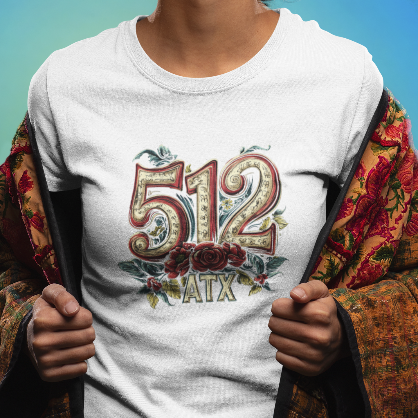 Austin 512 Roses Tee, t-shirt, Austin Texas are code