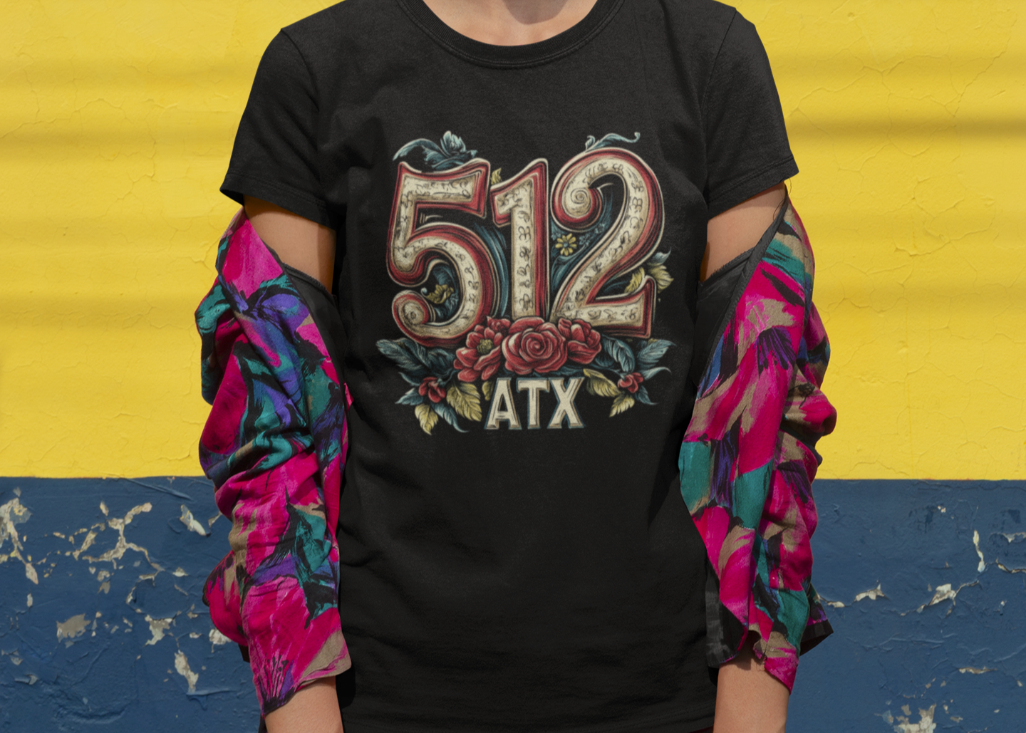 Austin 512 Roses Tee, t-shirt, Austin Texas are code