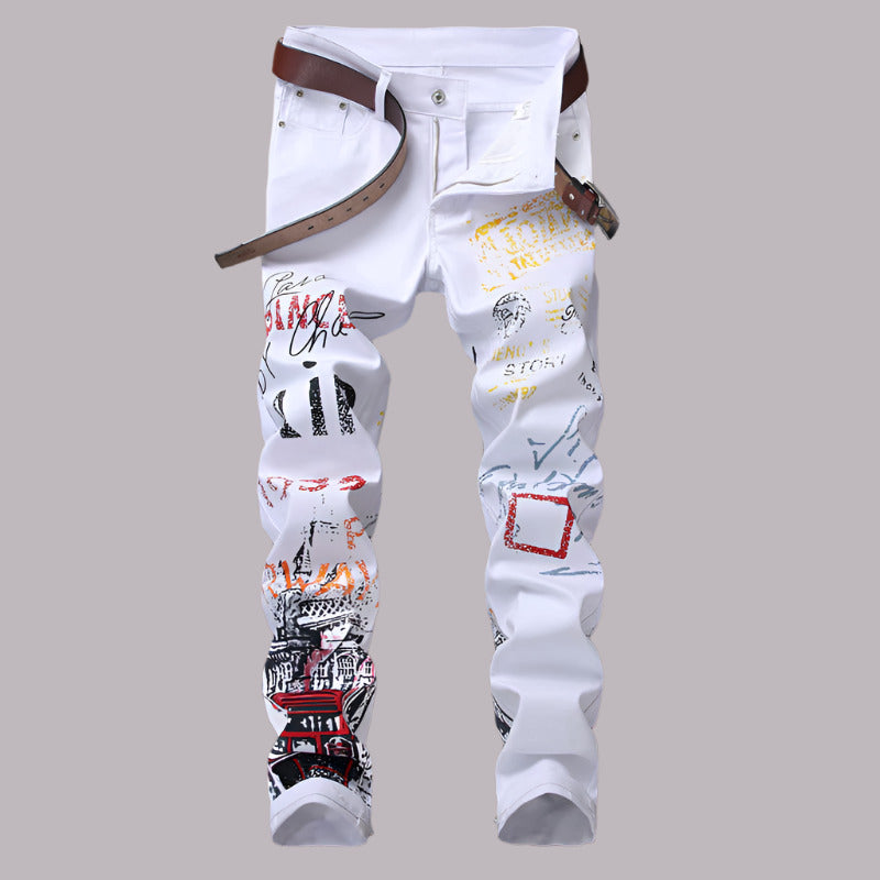 Graffiti Style Print Jeans