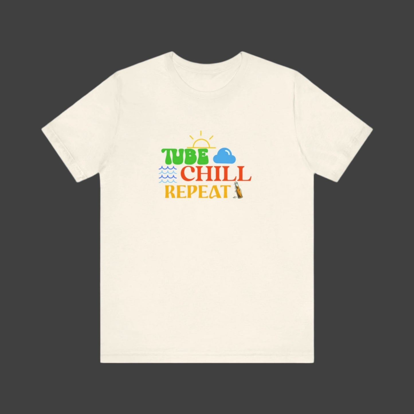 Tube Chill Repeat T-shirt, lake, camper, hiker, outdoors, river lover, boat, fishing, fisher, camp life, relax, mountains