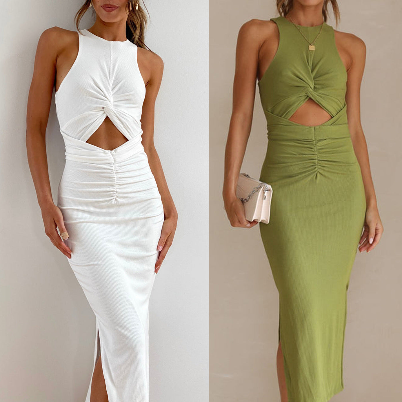 Slim Fit Slit Sleeveless Dress
