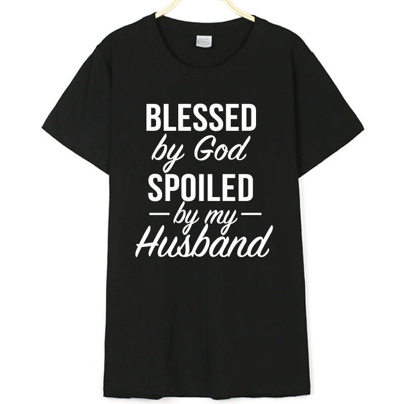 Blessed and Spoiled Tee – Faith, Love, and Cotton Comfort Street Style Short Sleeve