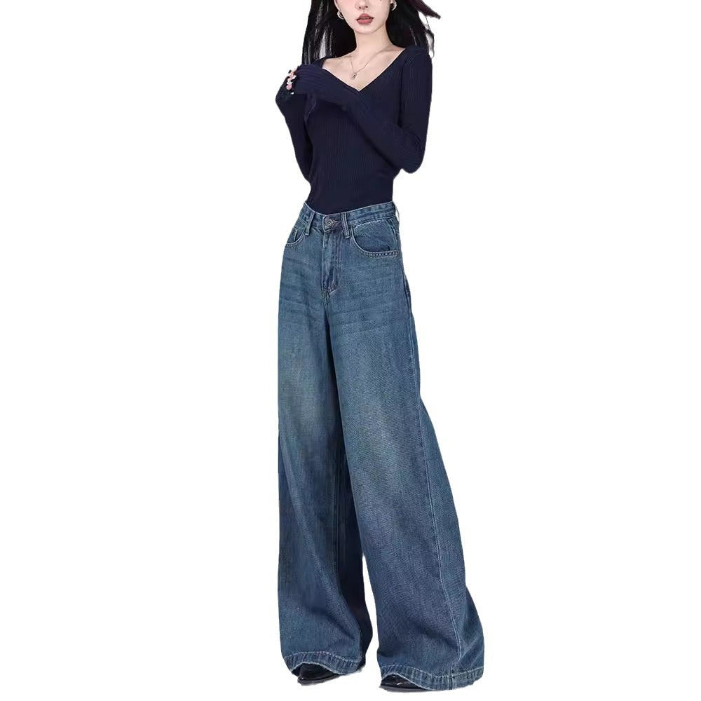 Loose Jeans Straight Mopping Pants