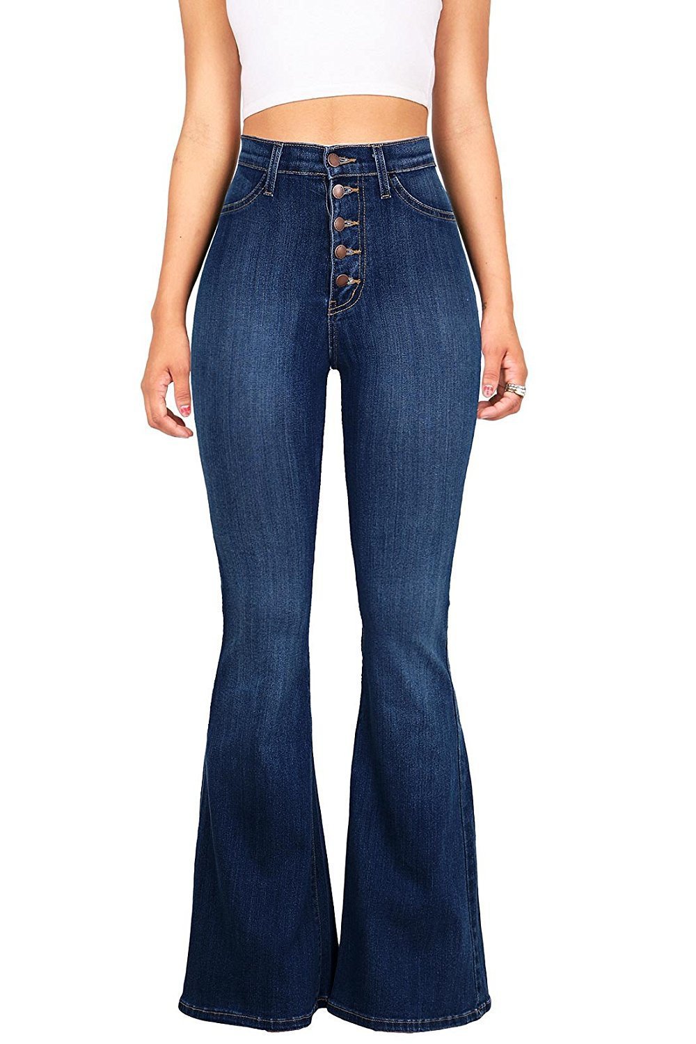 Slim Fit High-Waist Package Hip Denim Bell-bottom Pants