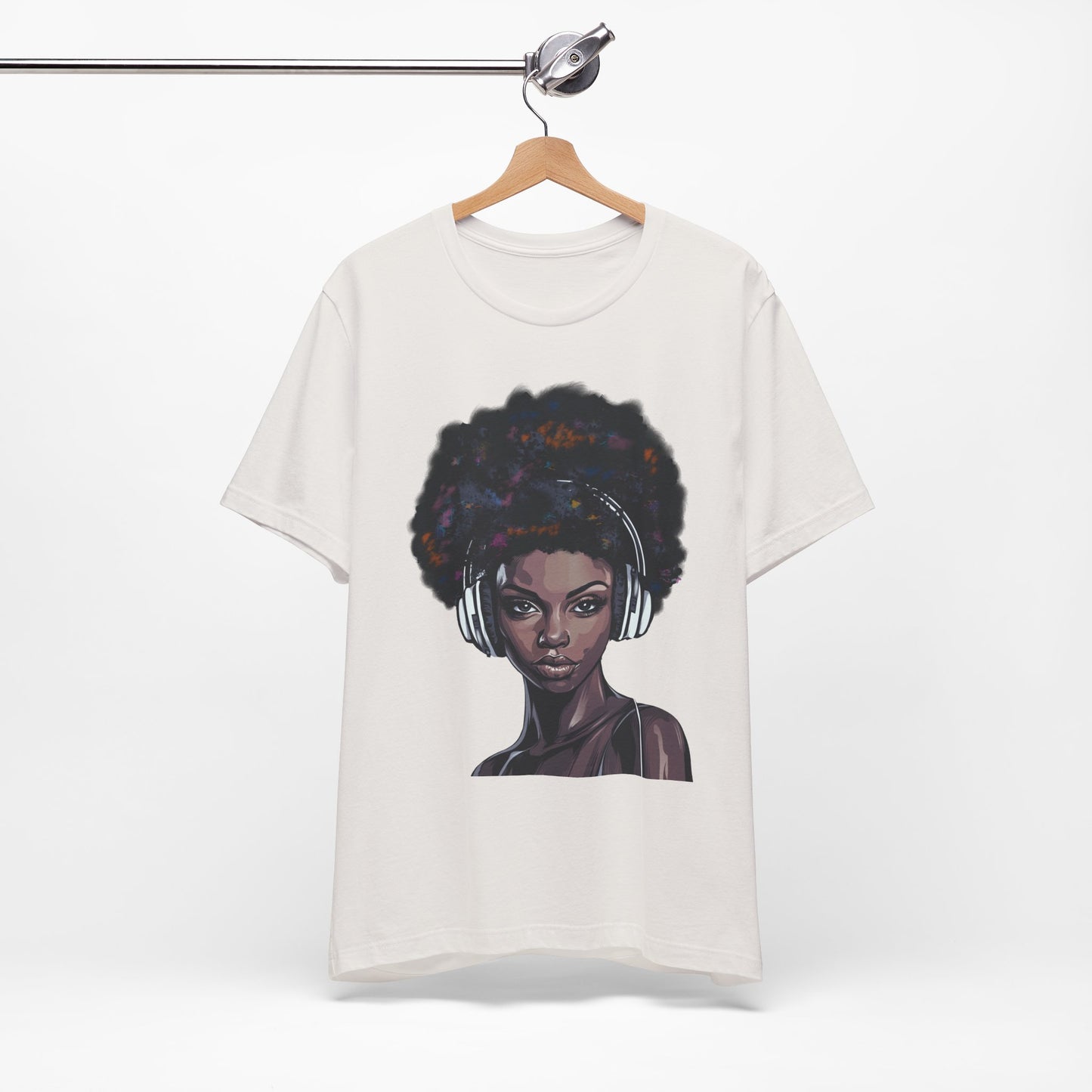 Afro Queen T-shirt, woman with headphones, beautiful woman t-shirt