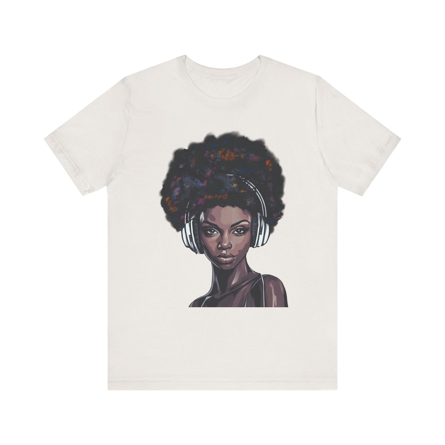 Afro Queen T-shirt, woman with headphones, beautiful woman t-shirt