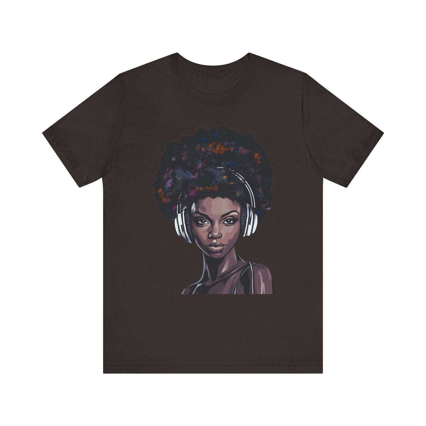 Afro Queen T-shirt, woman with headphones, beautiful woman t-shirt