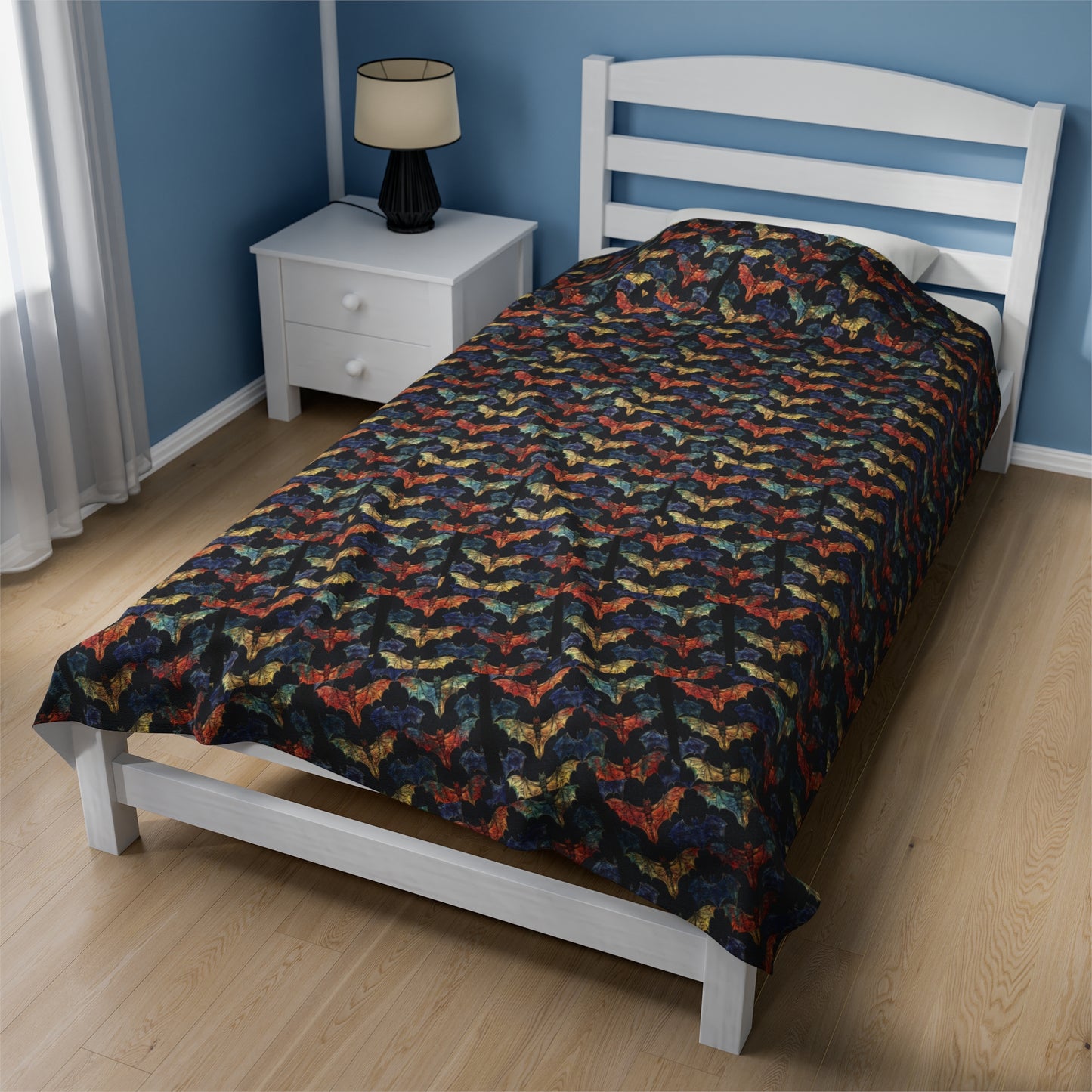 Bat Flock Velveteen Plush Blanket, throw
