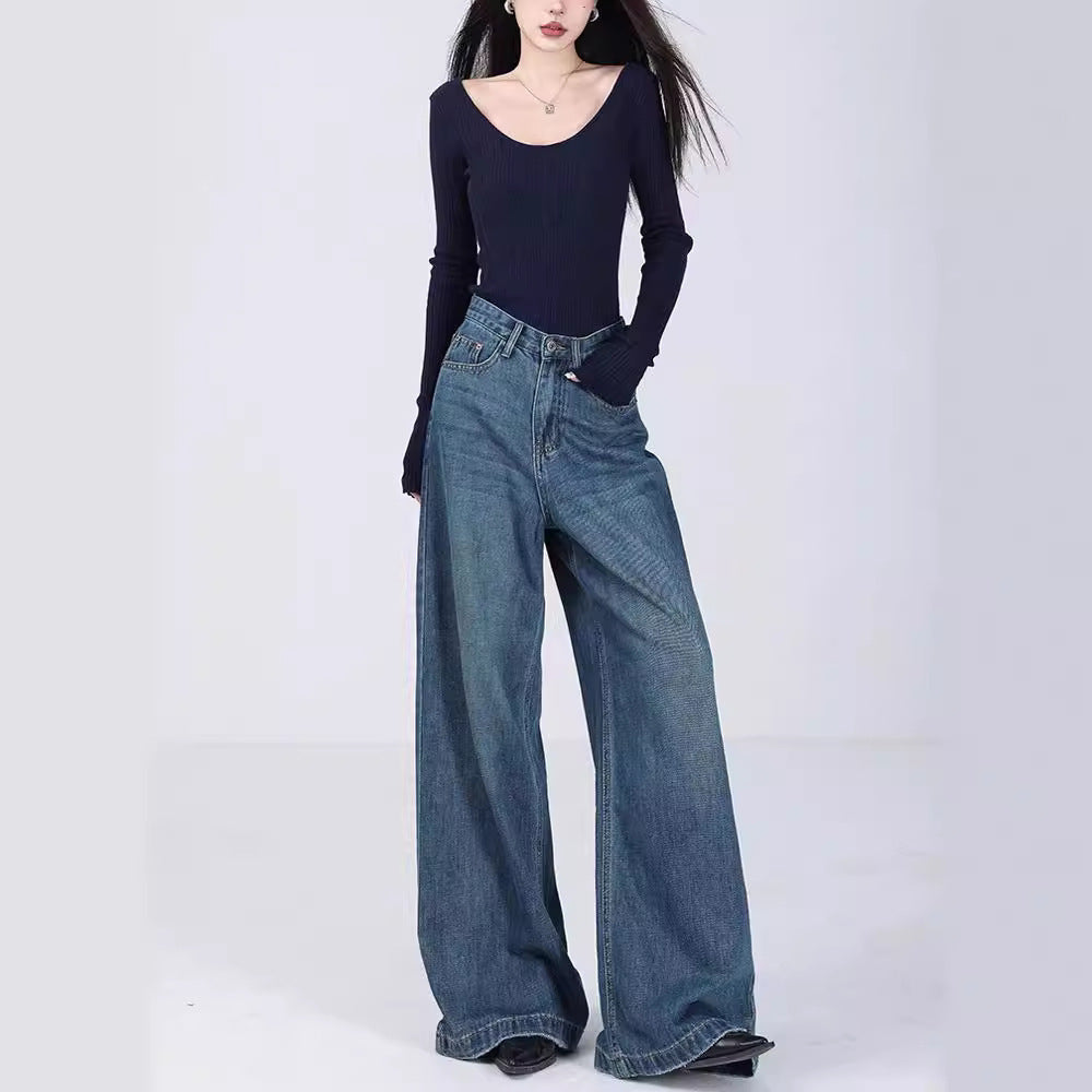 Loose Jeans Straight Mopping Pants