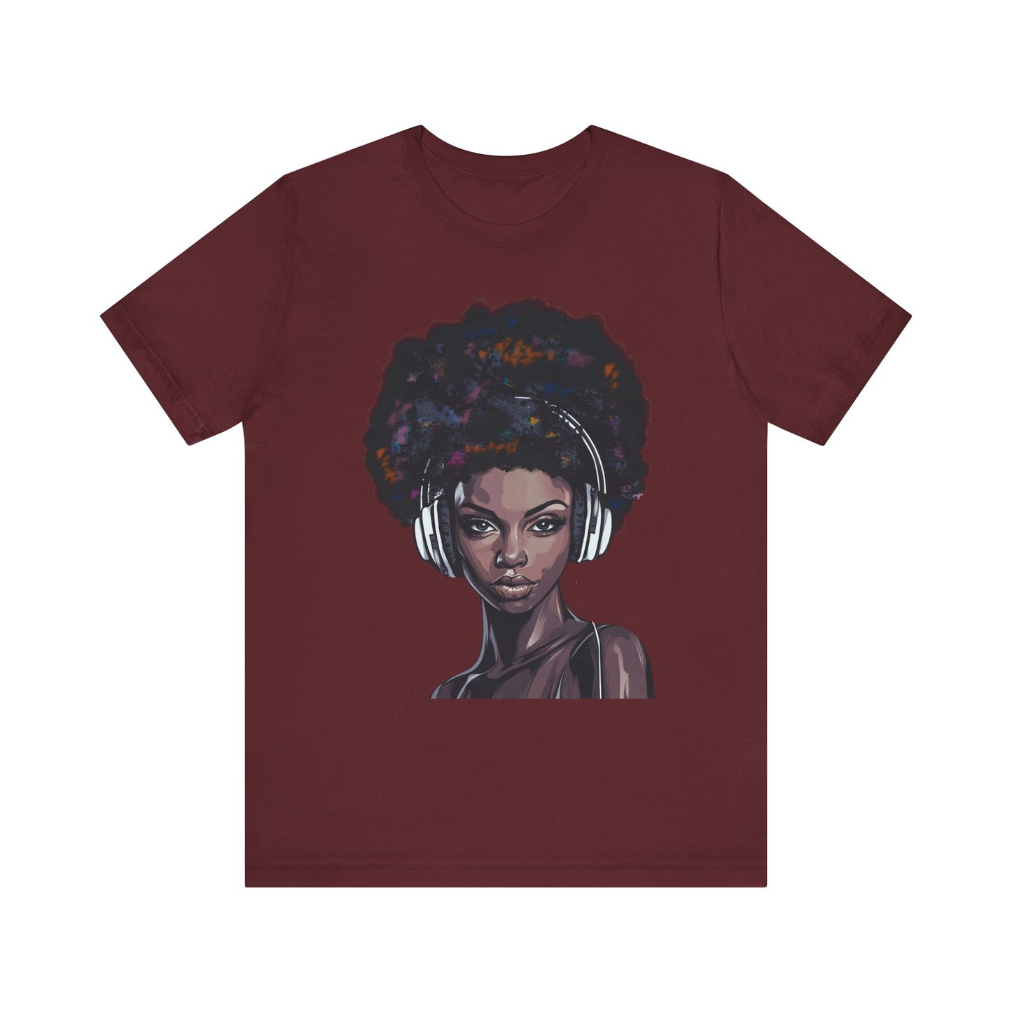 Afro Queen T-shirt, woman with headphones, beautiful woman t-shirt