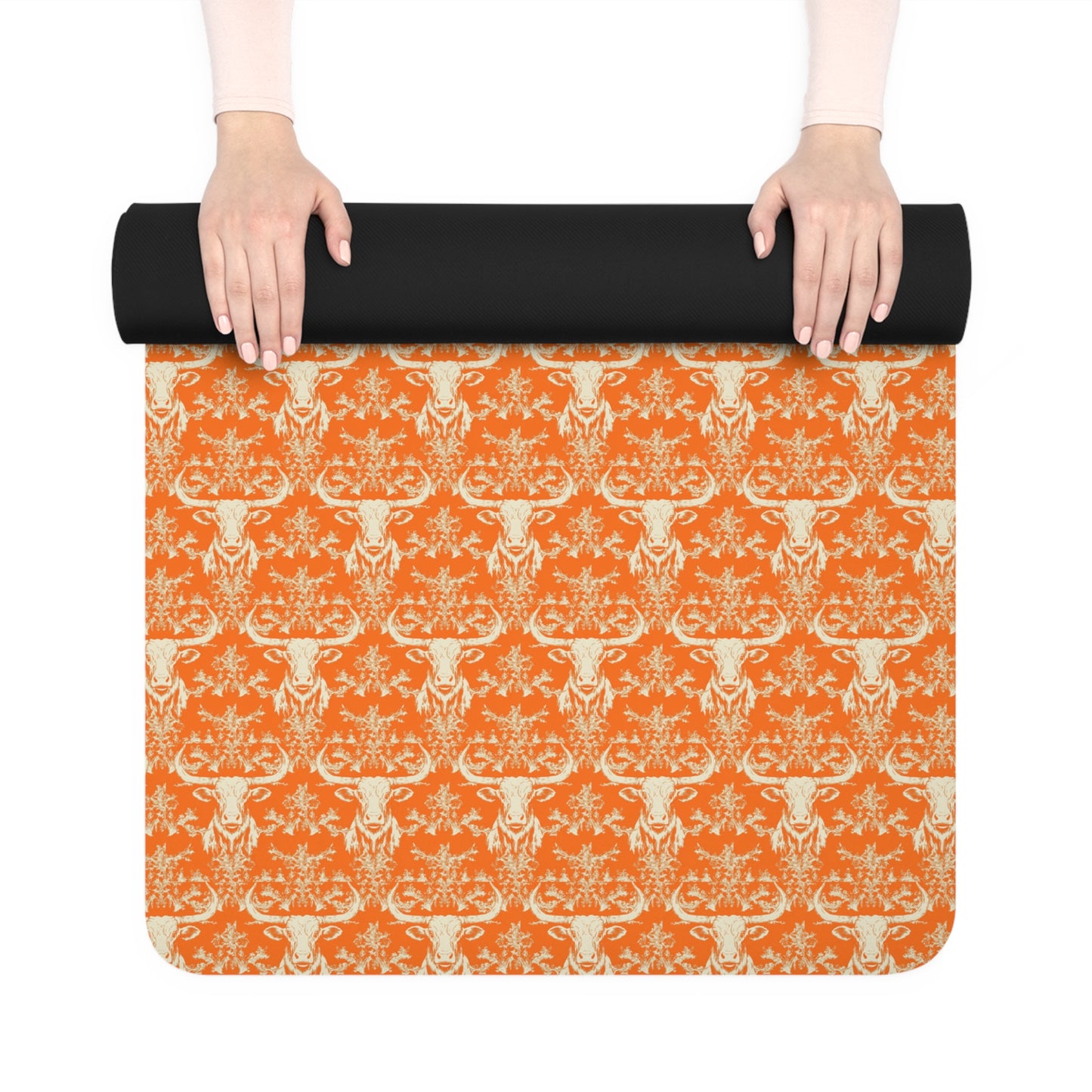 Longhorn, cow, yoga, Mat-Non-Slip Rubber Fitness Mat for Home & Studio