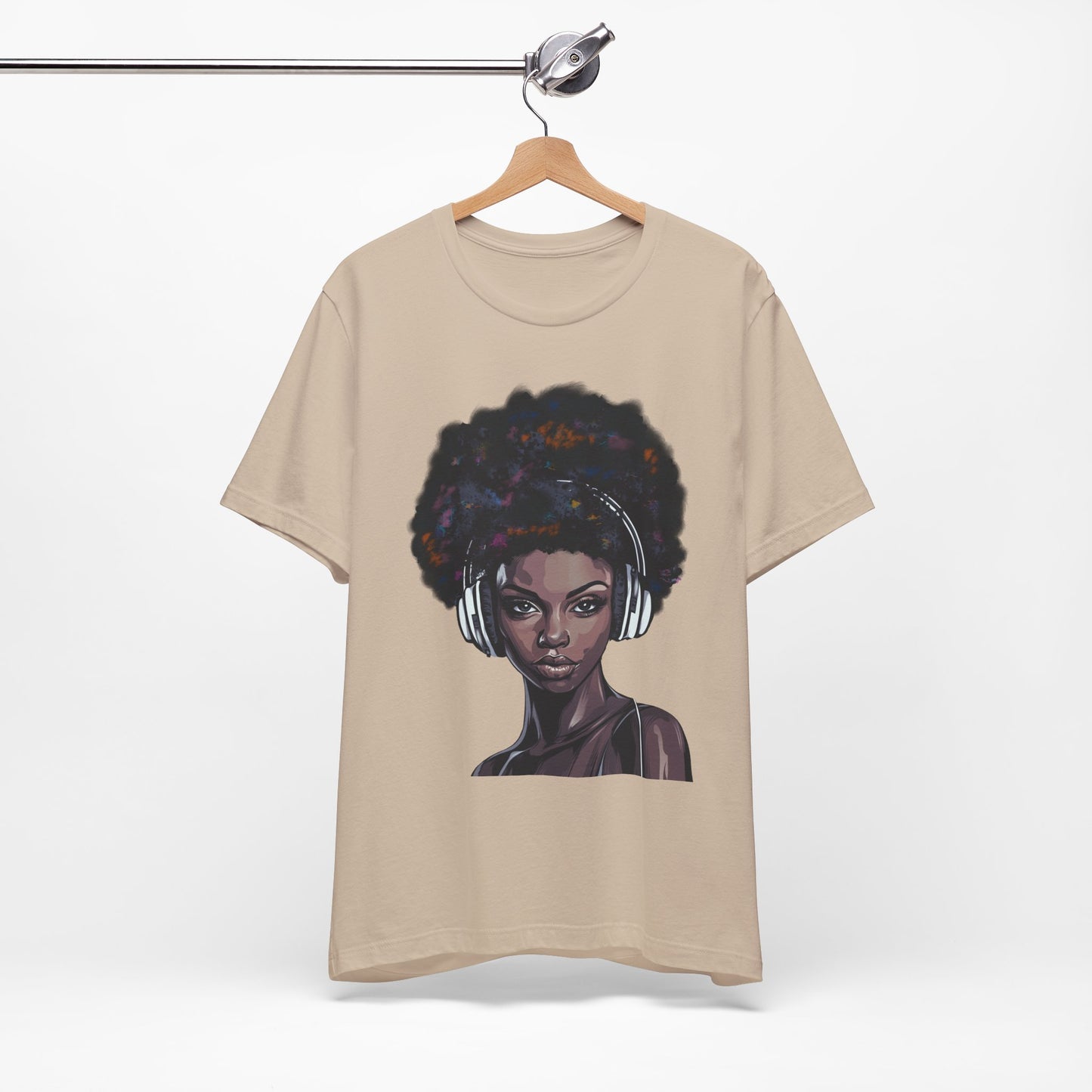 Afro Queen T-shirt, woman with headphones, beautiful woman t-shirt