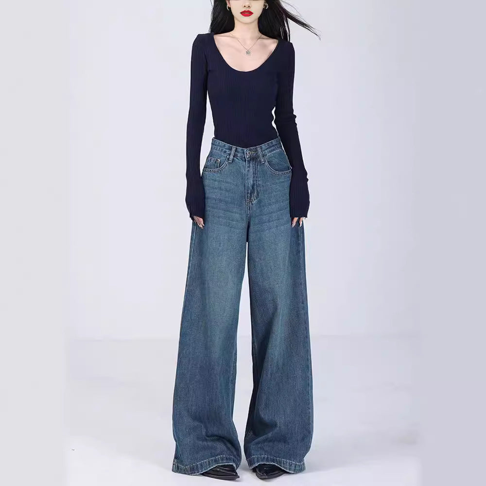 Loose Jeans Straight Mopping Pants