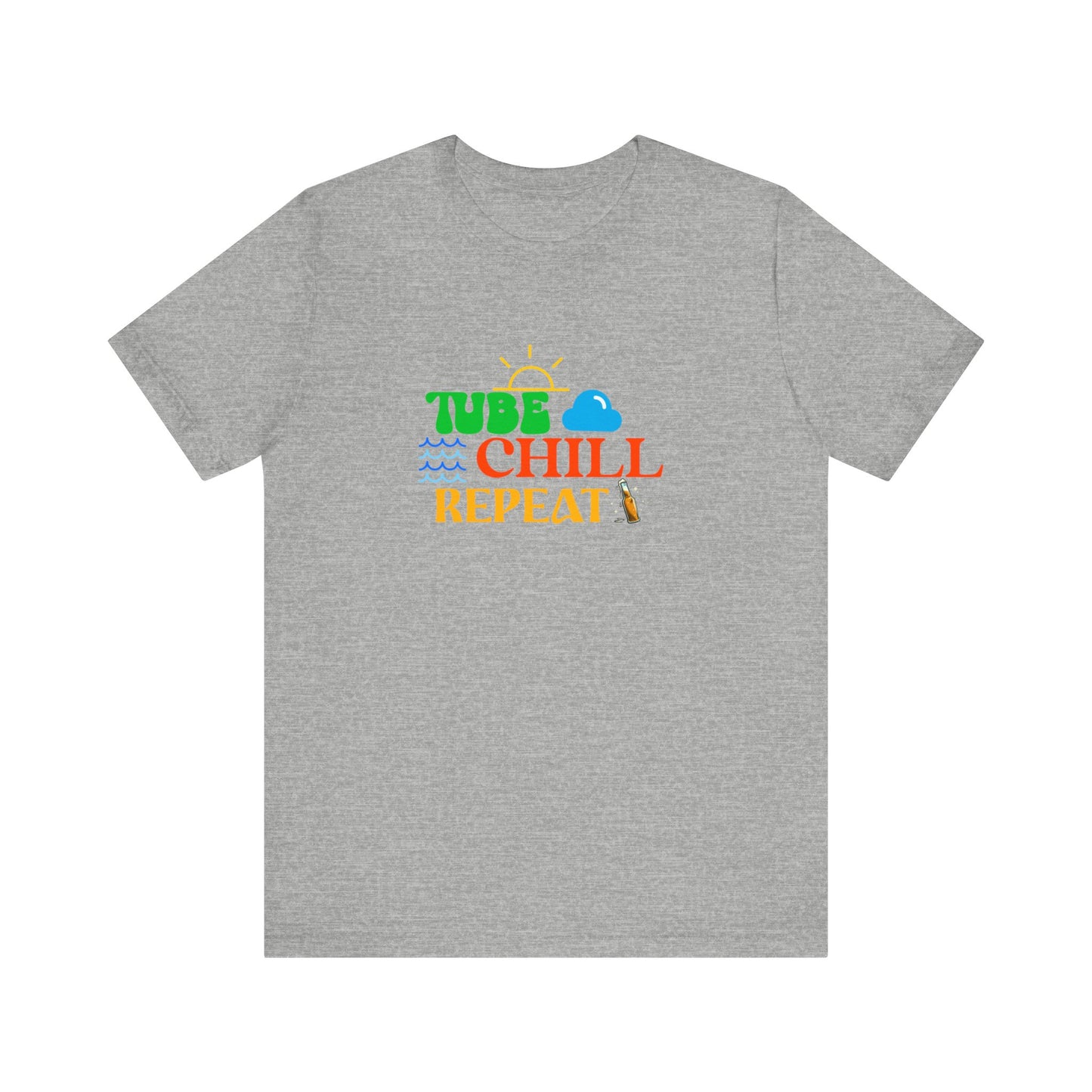 Tube Chill Repeat T-shirt, lake, camper, hiker, outdoors, river lover, boat, fishing, fisher, camp life, relax, mountains