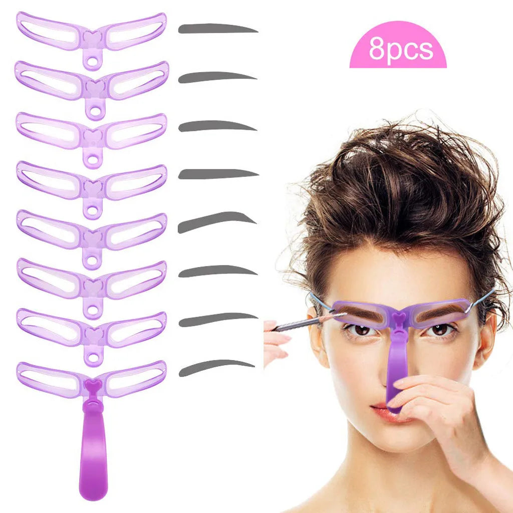 Eyebrow Stencil 8 In 1 Reusable Beauty Makeup Brow Stamp Template Eyebrows Shape Set Eye Brow Makeup Tools and Accessories