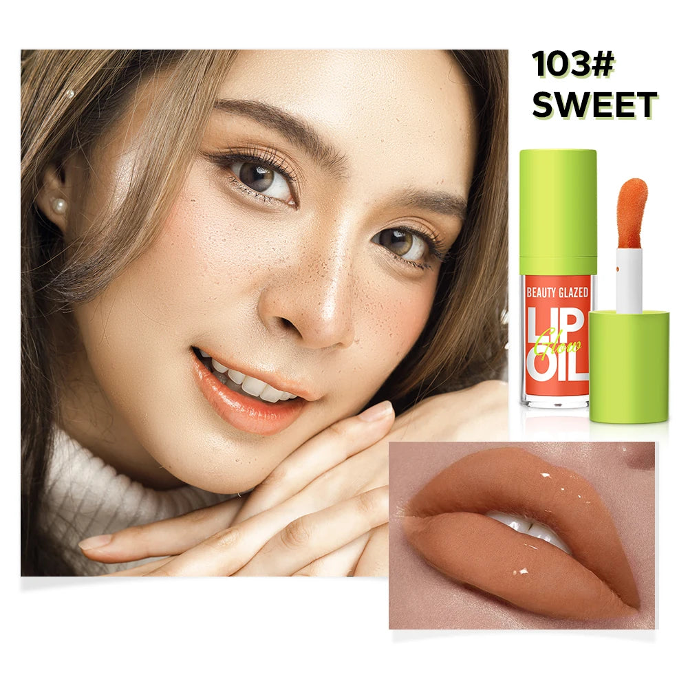 Moisturizing Candy Lip Gloss - Pearlescent Lustrous Mirror Nude Lip Stain with Natural Lip Oil