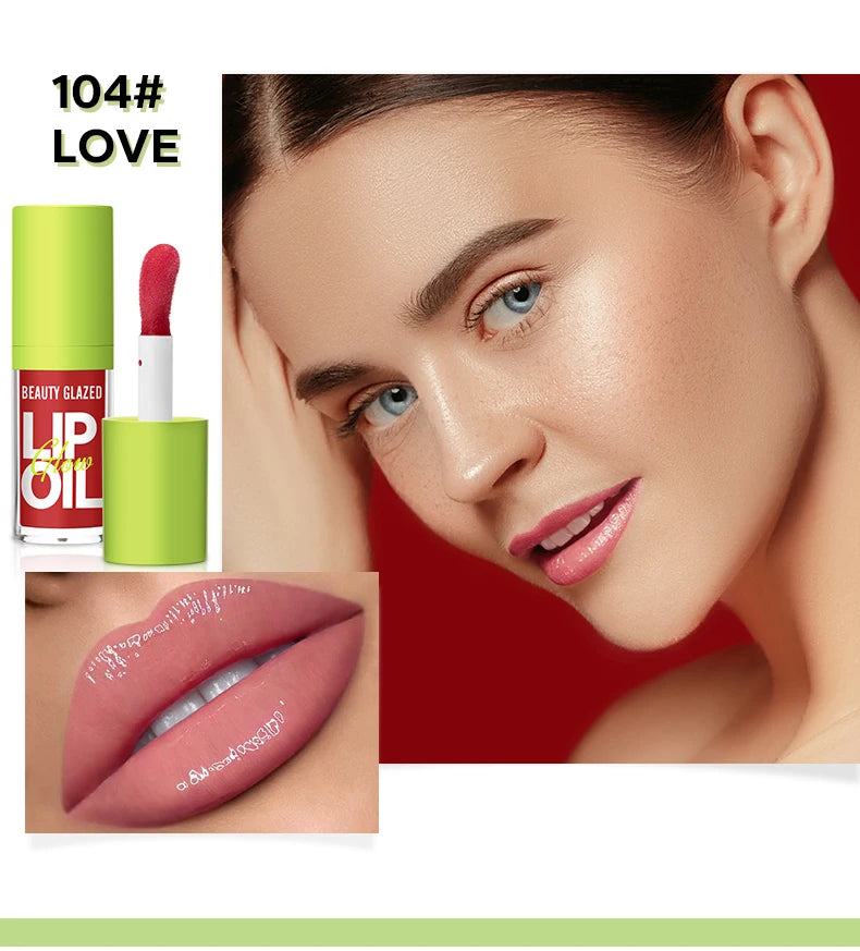 Moisturizing Candy Lip Gloss - Pearlescent Lustrous Mirror Nude Lip Stain with Natural Lip Oil