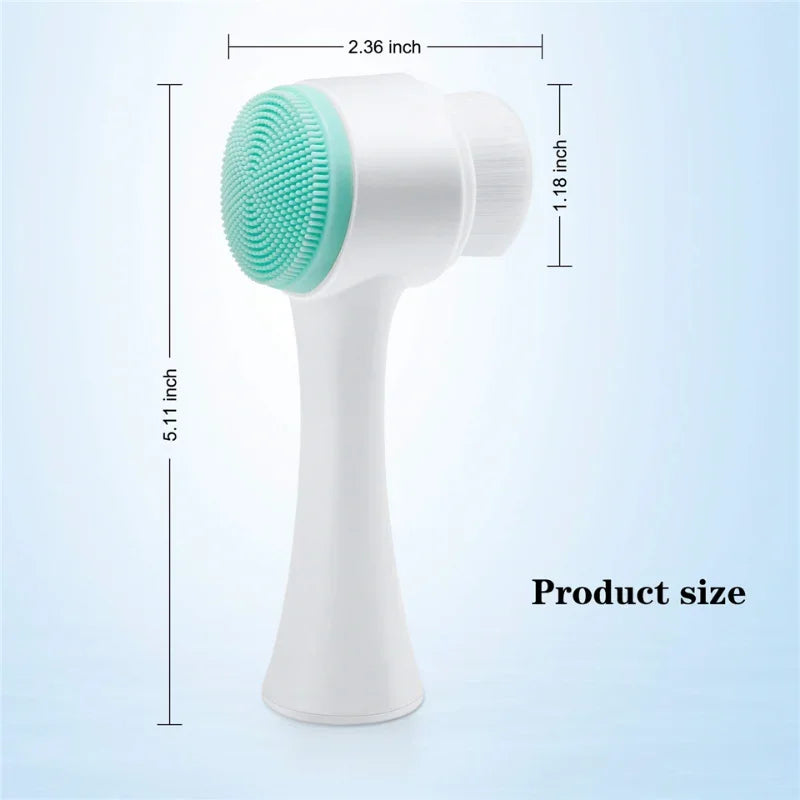 Facial cleansing brush manual massage double silicone facial brush soft bristles exfoliator double sided face wash brush