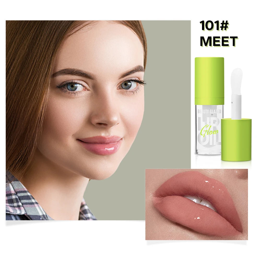 Moisturizing Candy Lip Gloss - Pearlescent Lustrous Mirror Nude Lip Stain with Natural Lip Oil