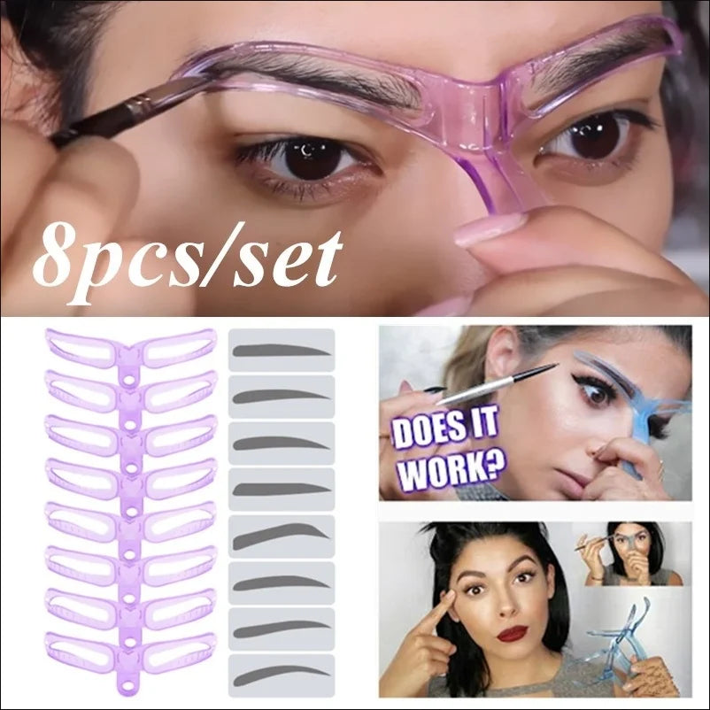Eyebrow Stencil 8 In 1 Reusable Beauty Makeup Brow Stamp Template Eyebrows Shape Set Eye Brow Makeup Tools and Accessories