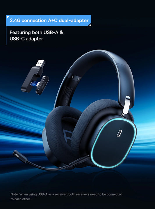 Wireless Headphone With Mic Over-Ear Headphones Bluetooth 5.3 40Mm Driver 2.4G/Wireless/Cable Rgb Headsets