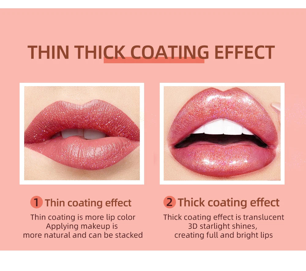 Diamond Shiny Lip Gloss Moisturizing Long Lasting Waterproof Glitter Lipstick Lips Makeup Crystal Lip Tint Blam Cosmetic