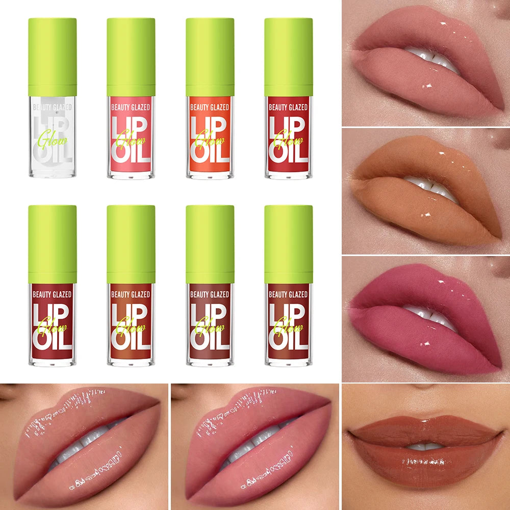 Moisturizing Candy Lip Gloss - Pearlescent Lustrous Mirror Nude Lip Stain with Natural Lip Oil