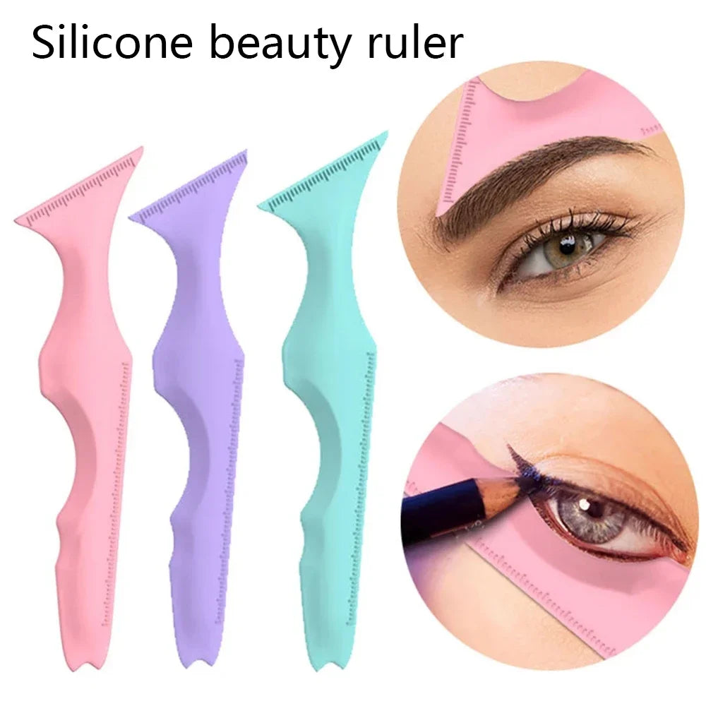 Eyeliner Stencils Ruler, Reusable Silicone Winged Tip Eyeliner Aid, Eyebrow Pencil Stencil, 5 In 1 Multi-Functional Makeup T