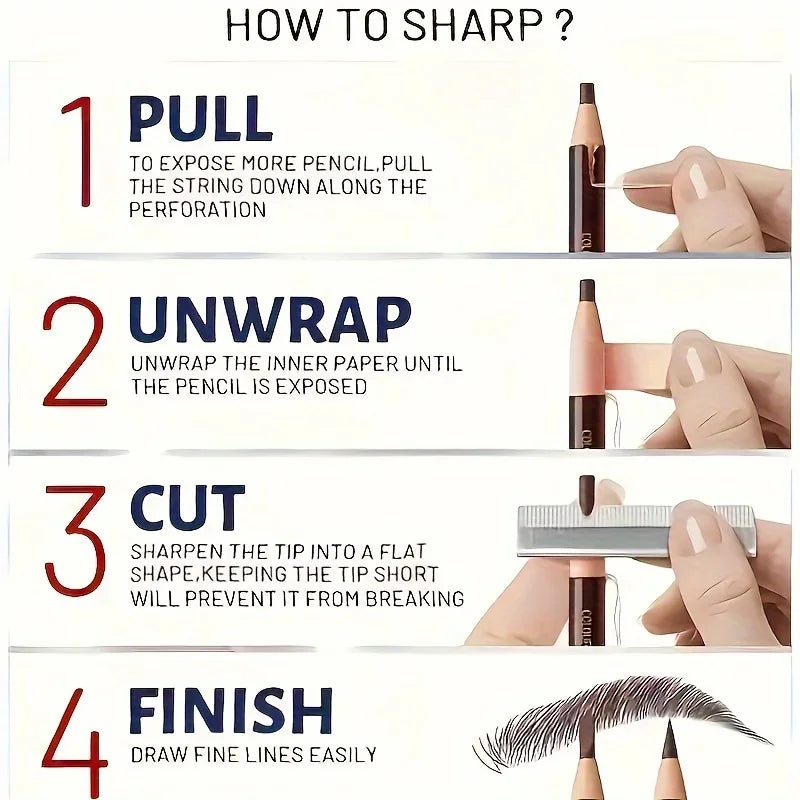 Eyebrow Pencil, Tear Off Pull Line, Natural Color Rendering, Sweat Proof And Smudge Proof Eyebro