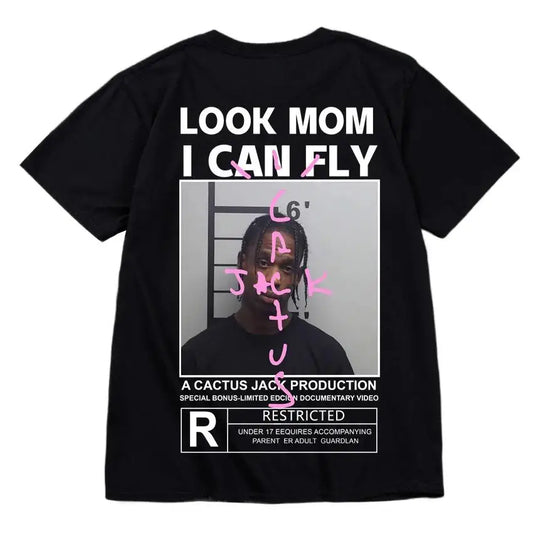 Cactus Jack T-shirt High Quality Cotton Men Women LOOK MOM I CAN FLY Tee ASTROWORLD Hip Hop Short Sleeve Tshirts Tops