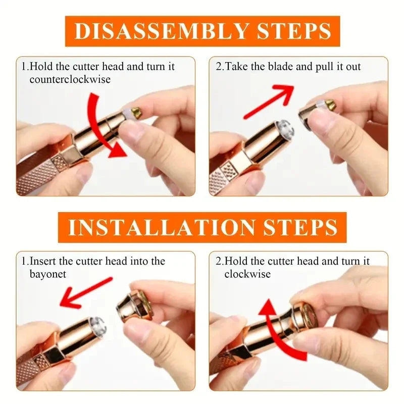 Lipstick Shaver with LED Light 2 in 1 Multifunctional Armpit Hair Leg Hair Shaver Electric Eyebrow Shaver Women's Hair Remover