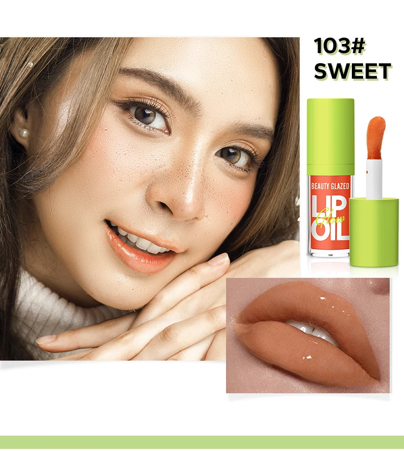 Moisturizing Candy Lip Gloss - Pearlescent Lustrous Mirror Nude Lip Stain with Natural Lip Oil
