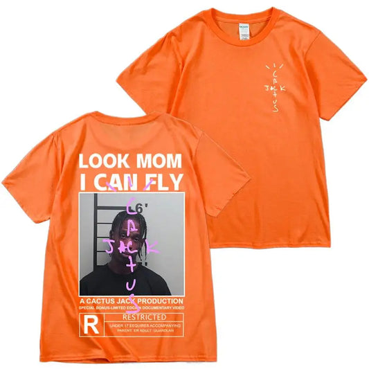 Cactus Jack T-shirt High Quality Cotton Men Women LOOK MOM I CAN FLY Tee ASTROWORLD Hip Hop Short Sleeve Tshirts Tops
