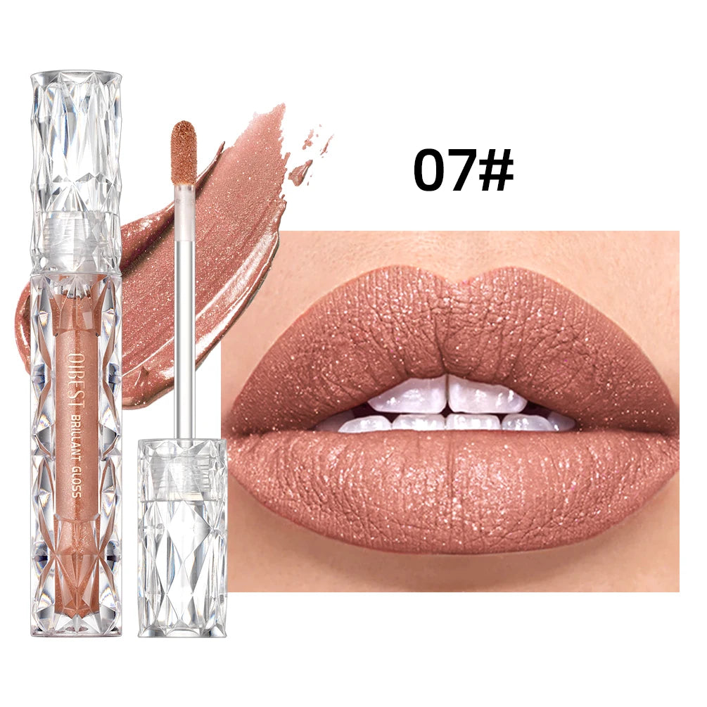 Diamond Shiny Lip Gloss Moisturizing Long Lasting Waterproof Glitter Lipstick Lips Makeup Crystal Lip Tint Blam Cosmetic