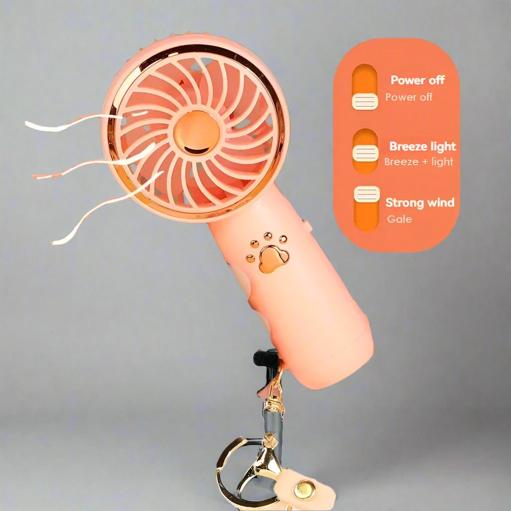 USB Handheld Mini Fan Foldable Portable Neck Hanging Fans 5 Speed USB Rechargeable Fan with Phone Stand and Display Screen