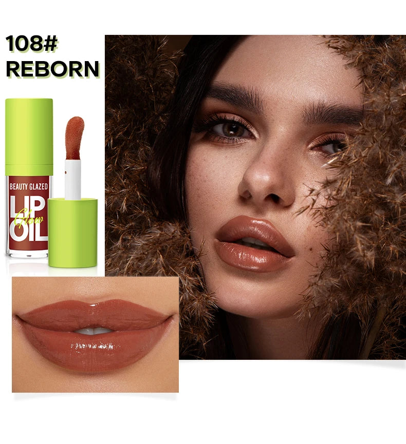 Moisturizing Candy Lip Gloss - Pearlescent Lustrous Mirror Nude Lip Stain with Natural Lip Oil