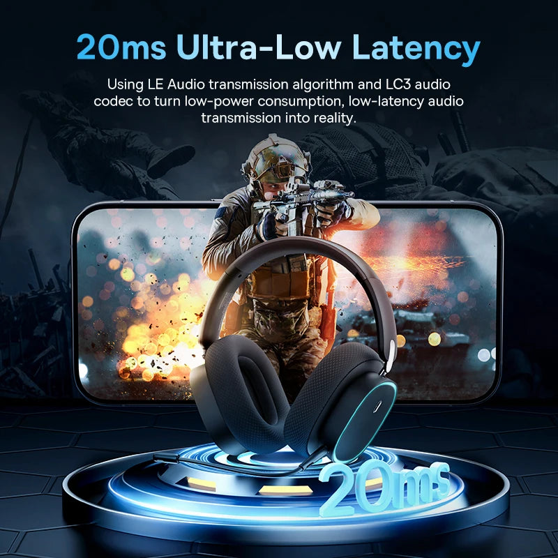 Wireless Headphone With Mic Over-Ear Headphones Bluetooth 5.3 40Mm Driver 2.4G/Wireless/Cable Rgb Headsets